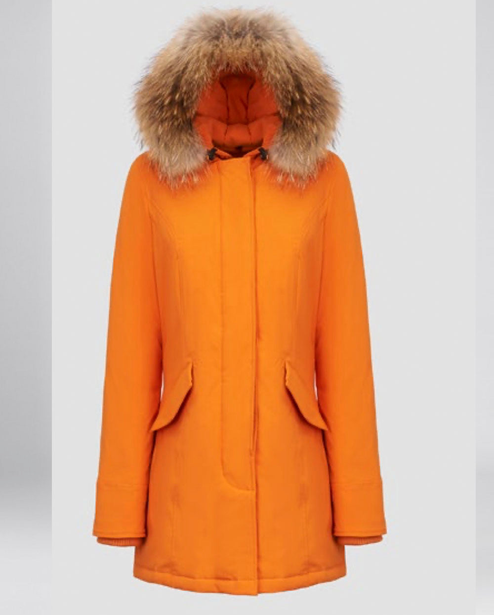 Canadian Abrigo Plumas Con Pelo Natural Plumas Fundy Bay Naranja