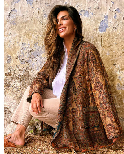 Chaqueta lana reversible marrón Poc a Poc