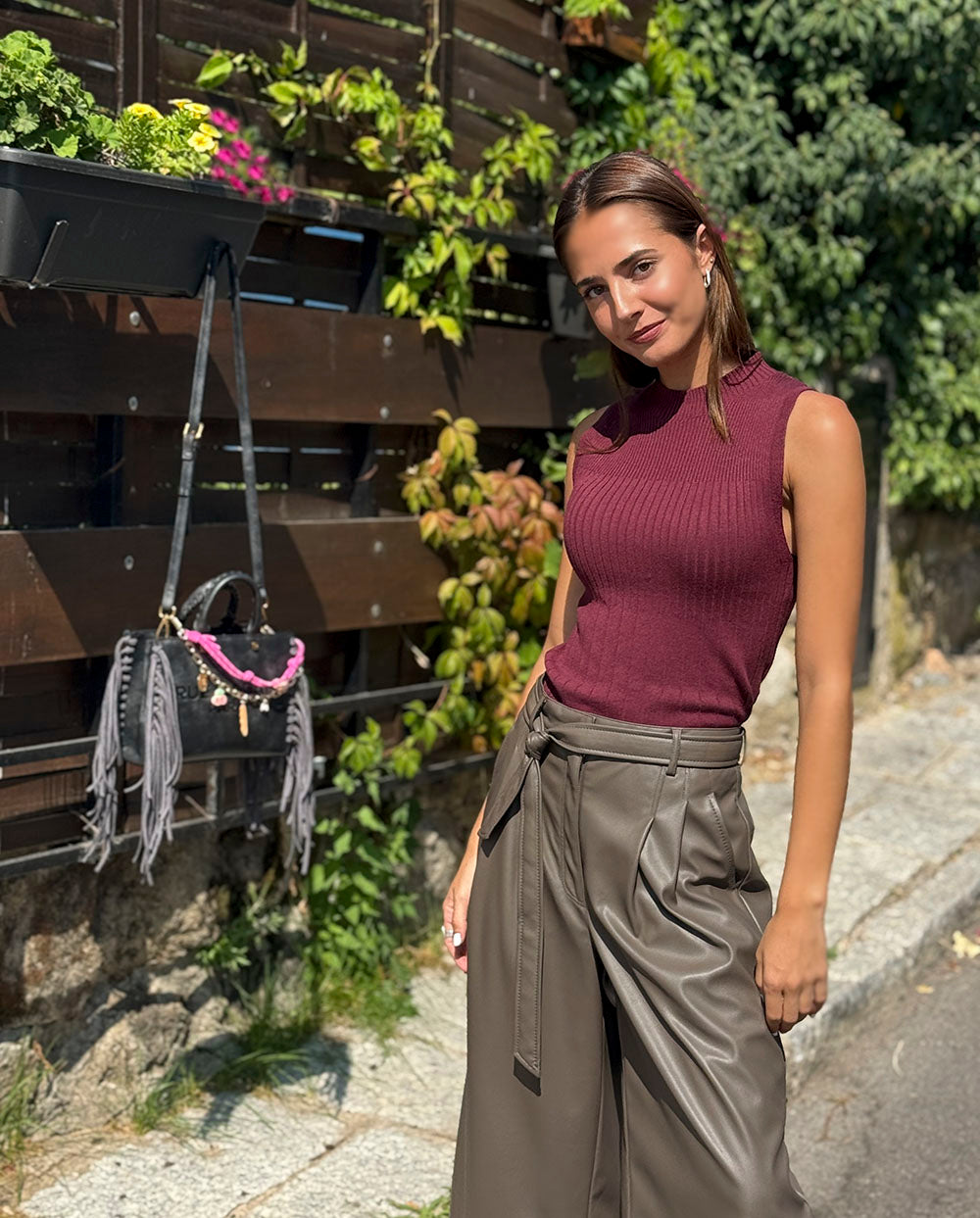 Pantalón culotte piel vegana gris Praline Urban Code