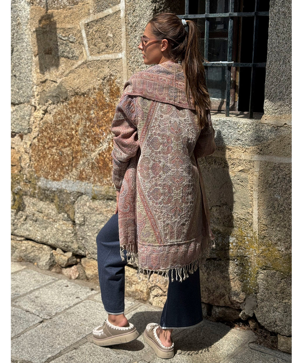 Chaqueta lana reversible rosa Poc a Poc