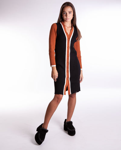 Vestido cardigan punto negro Rüga