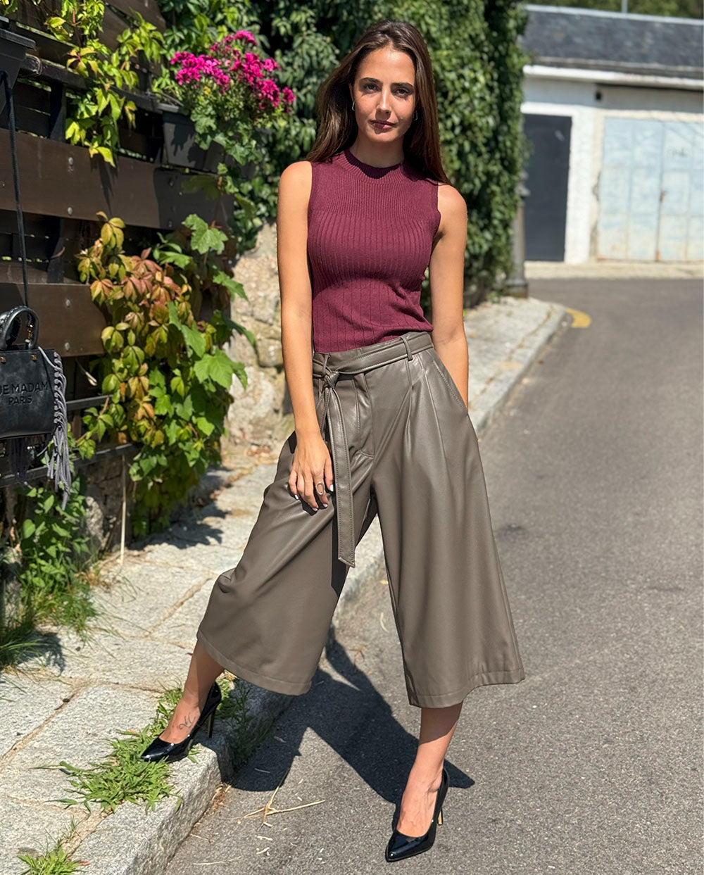 Pantalón culotte piel vegana gris Praline Urban Code