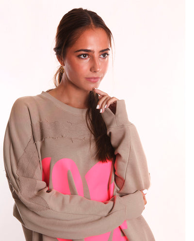 Sudadera larga corazón arena Miss Goodlife
