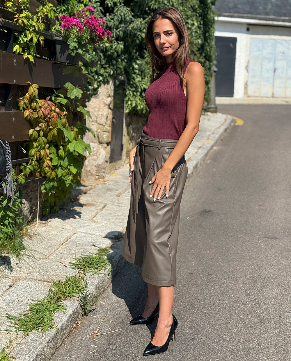 Pantalón culotte piel vegana gris Praline Urban Code