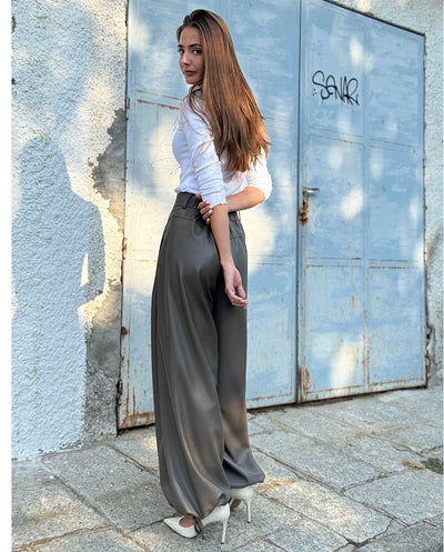 Pantalón largo piel vegana Gris praline Urban Code