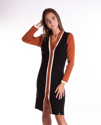 Vestido cardigan punto negro Rüga