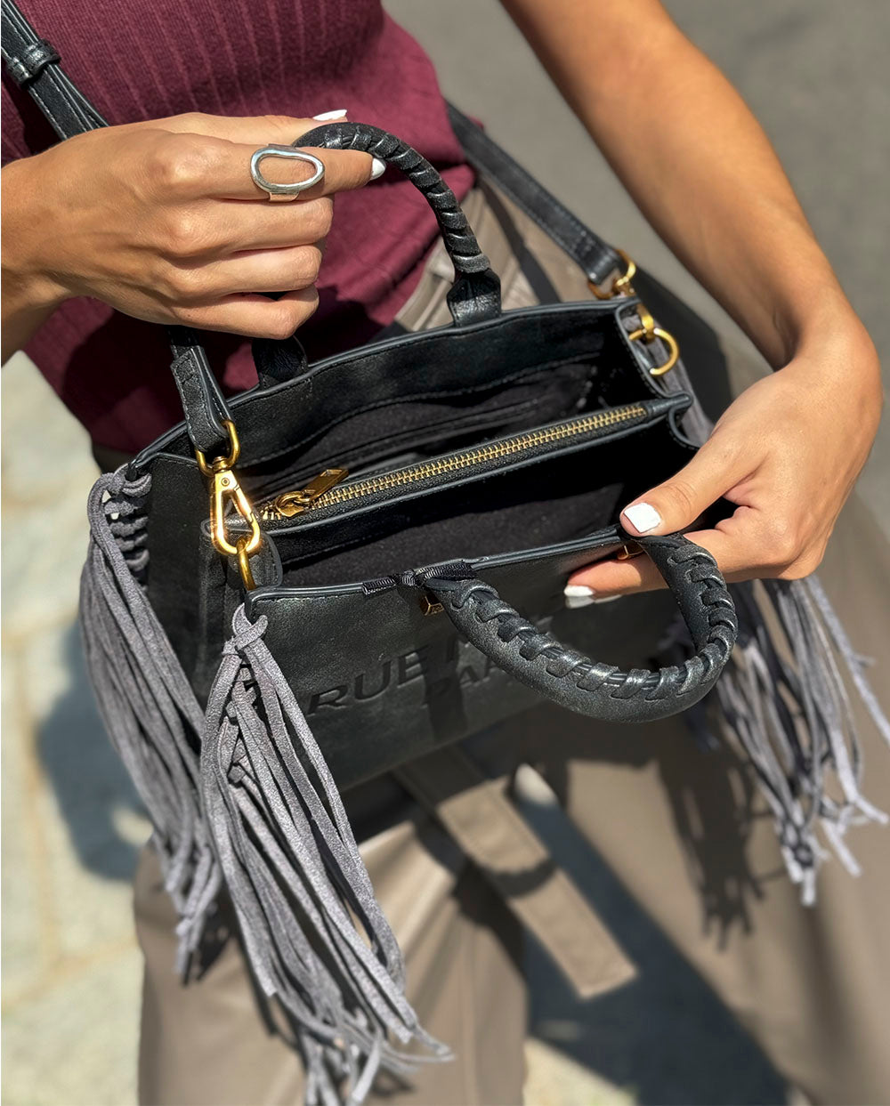 Bolso Mini Tote Texas negro vintage Rue Madam Paris