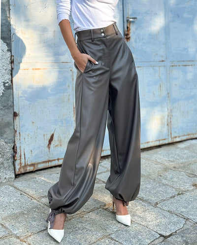 Pantalón largo piel vegana Gris praline Urban Code
