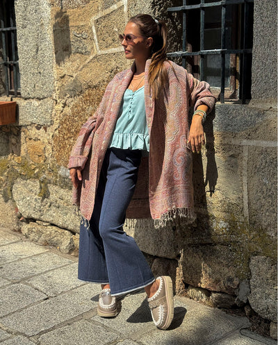 Chaqueta lana reversible rosa Poc a Poc