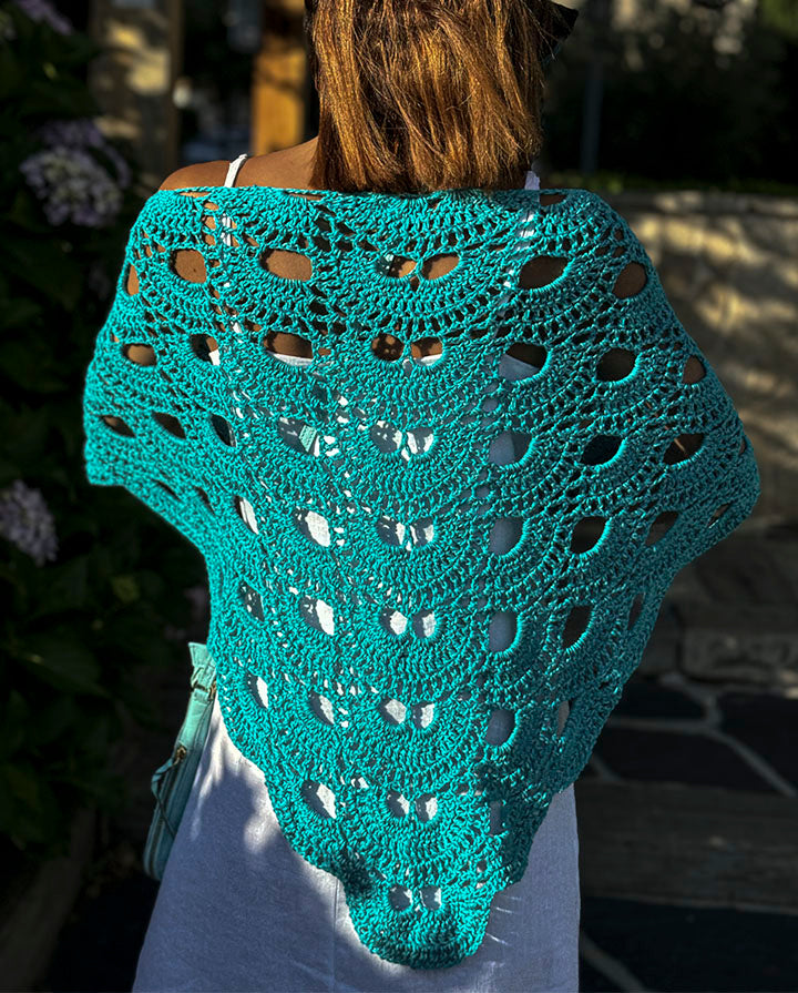 Chal crochet turquesa