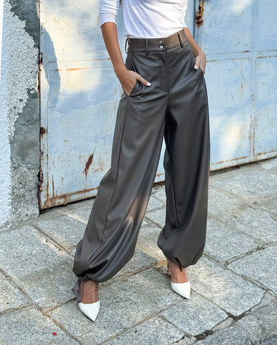 Pantalón largo piel vegana Gris praline Urban Code