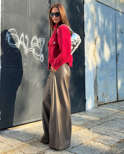 Pantalón largo piel vegana Gris praline Urban Code