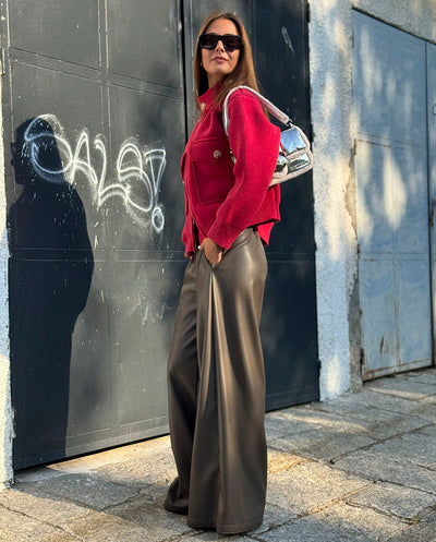 Pantalón largo piel vegana Gris praline Urban Code