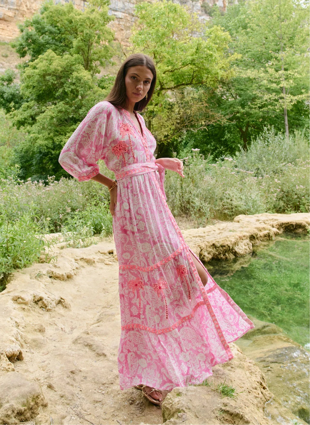 Vestido largo Sahara rosa Piti Cuiti