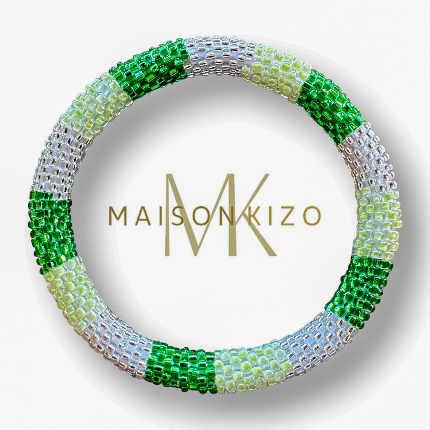 Pulsera nepalí plata y verde