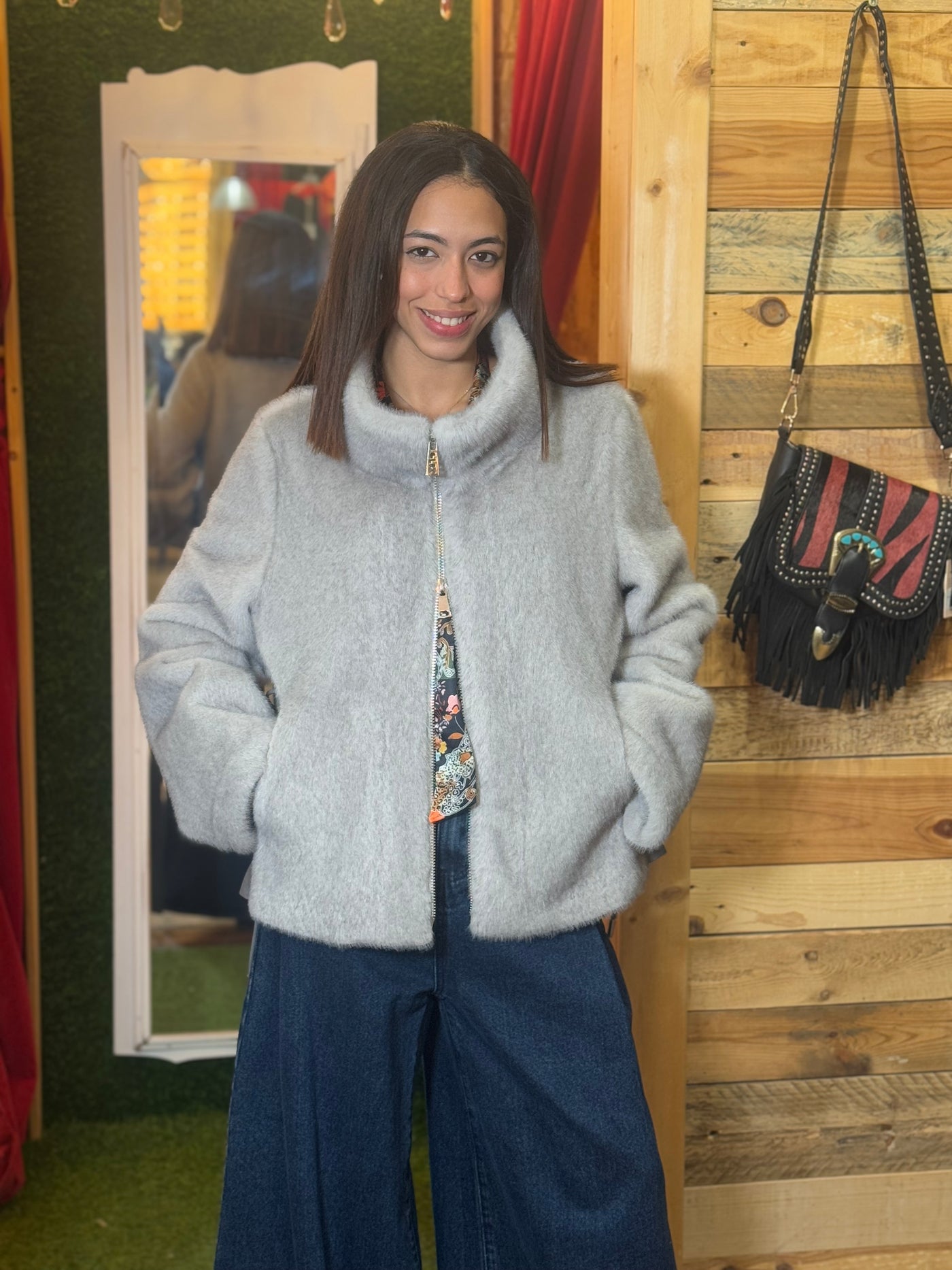 Chaqueta eco pelo gris SG405 Glox