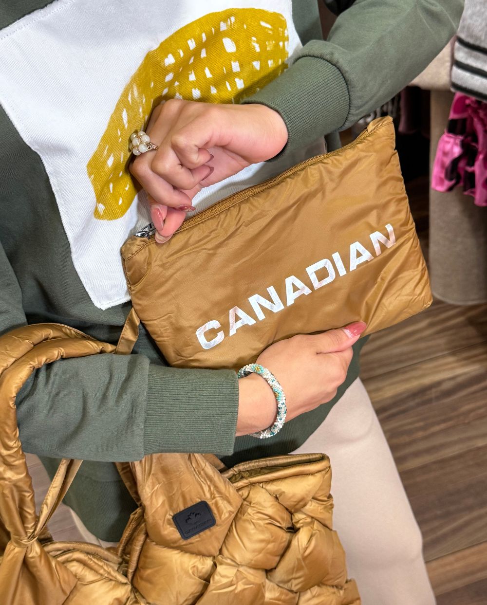 Bolso Tote entrelazado golden brown Canadian