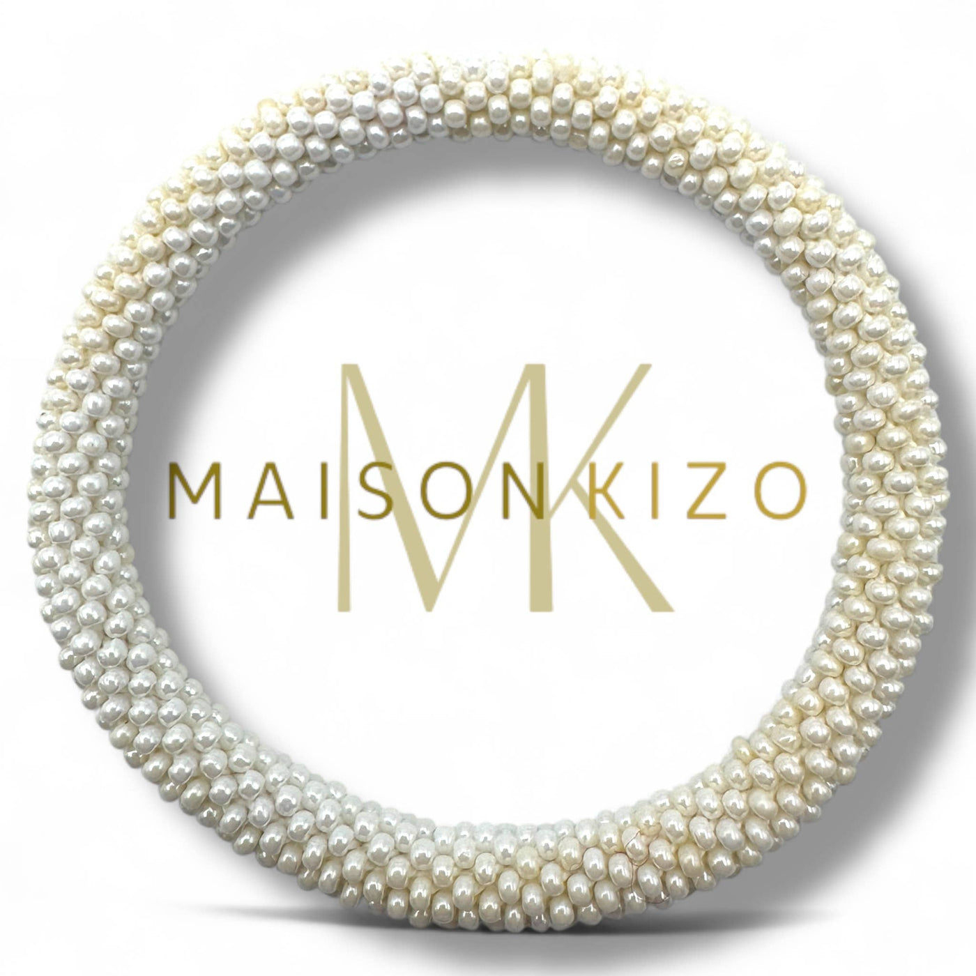 Pulsera nepalí Blanco perla crema A02