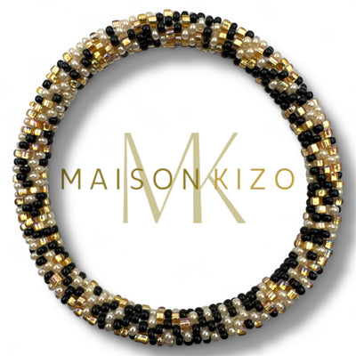 Pulsera nepalí topos negro oro N24