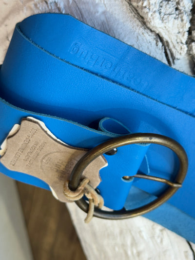 Cinturón piel liso azul Leather Hug