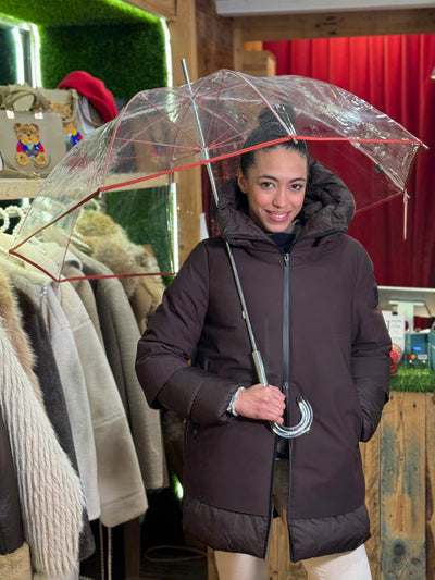 Paraguas transparente filo rojo Ezpeleta