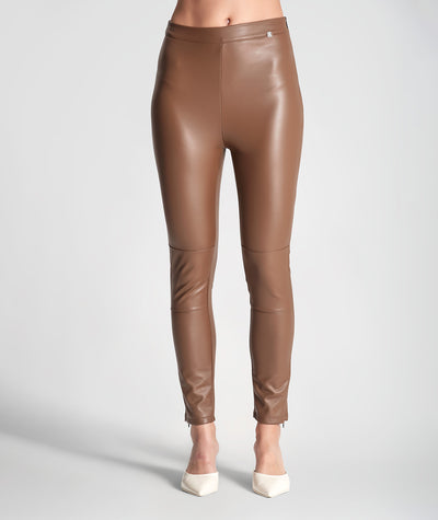 Leggings de couro ecológico Rüga cobre