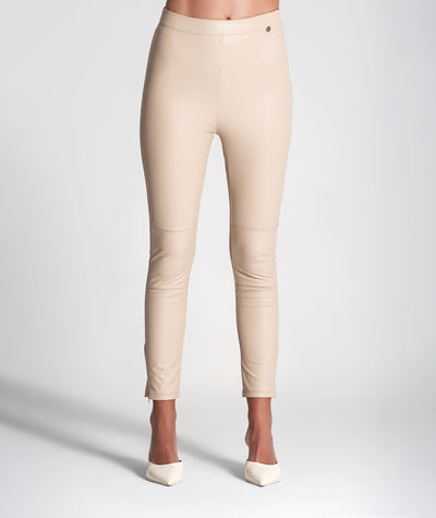 Leggins en ecopiel beige Rüga