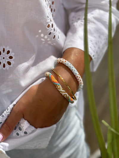 Pulsera nepalí topos azul y ambar