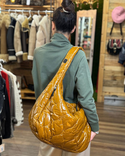 Bolso Tote acolchado shiny golden Canadian
