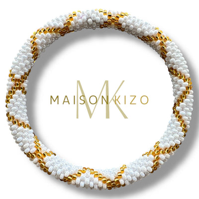 Pulsera nepalí blanco y dorado