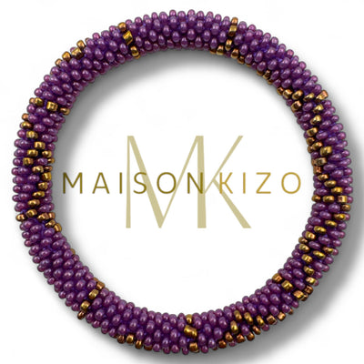 Pulsera nepalí morado rombo cobre B23