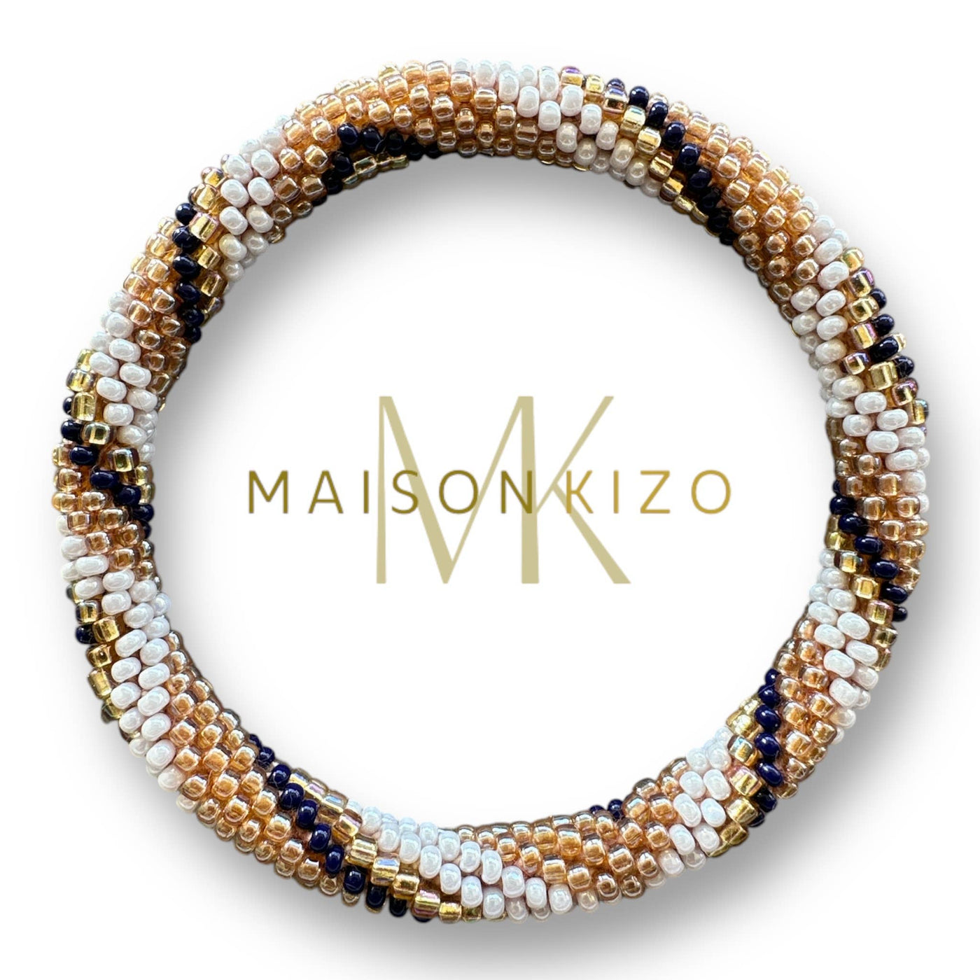Pulsera nepalí cordón negro-perla-oro