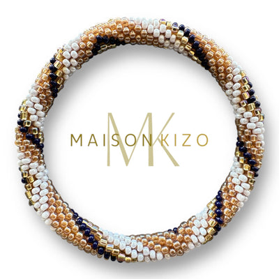 Pulsera nepalí cordón negro-perla-oro