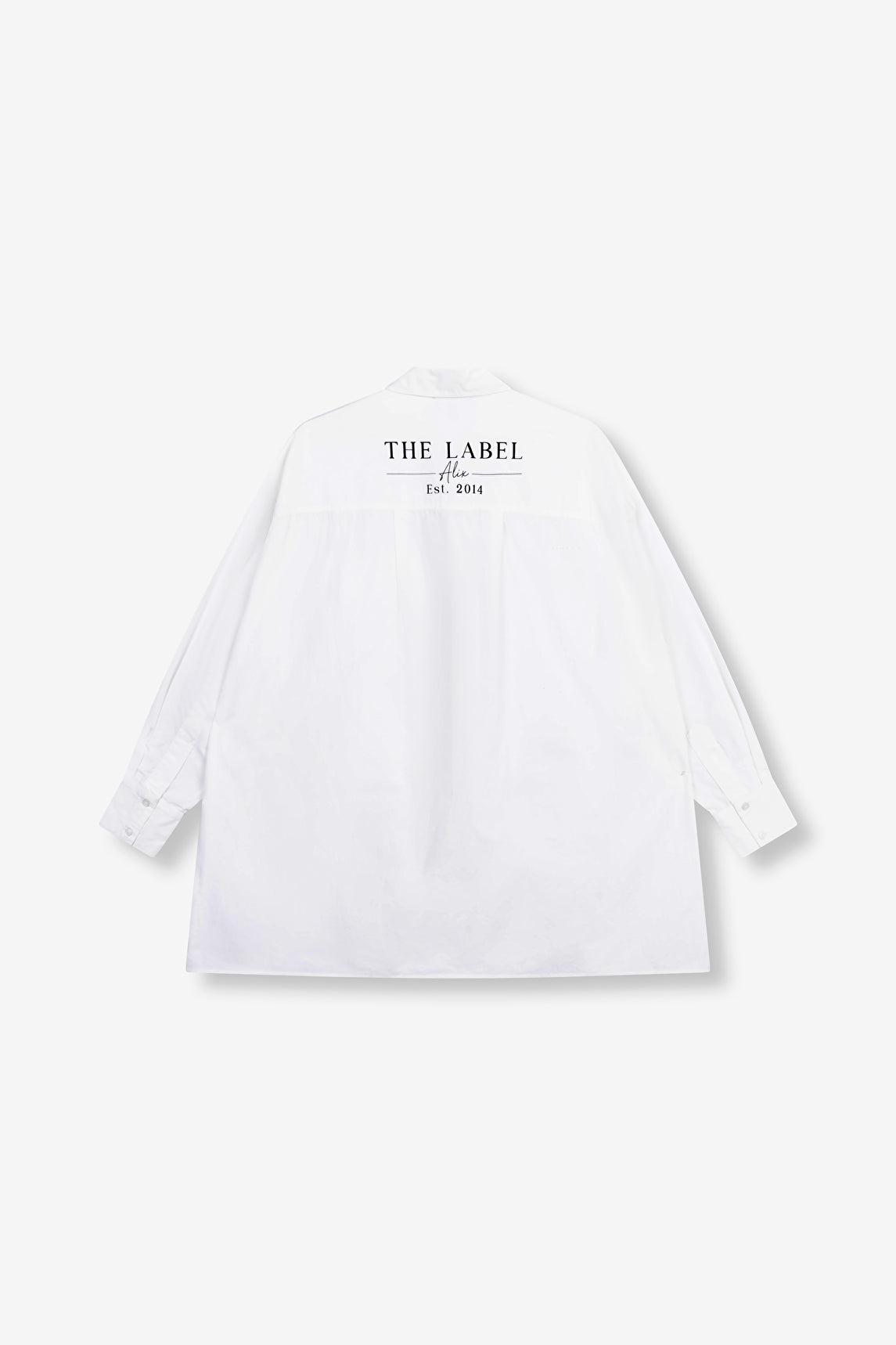 Camisa blanca oversize logo espalda Alix the label