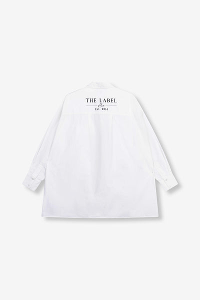 Camisa blanca oversize logo espalda Alix the label