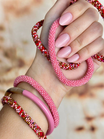 Pulsera nepalí rosa