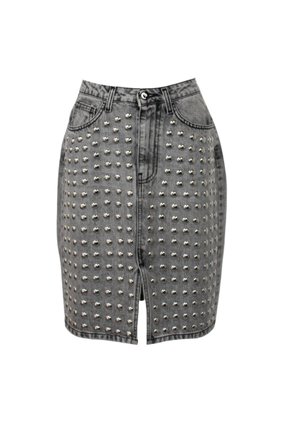 Falda denim gris tachas Odi et Amo