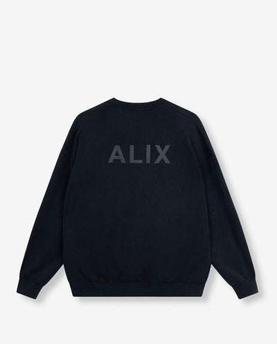 Sudadera cuello pico negra logo espalda Alix the label