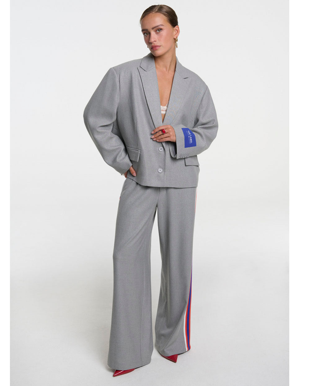 Blazer gris plata espiga Alix the label