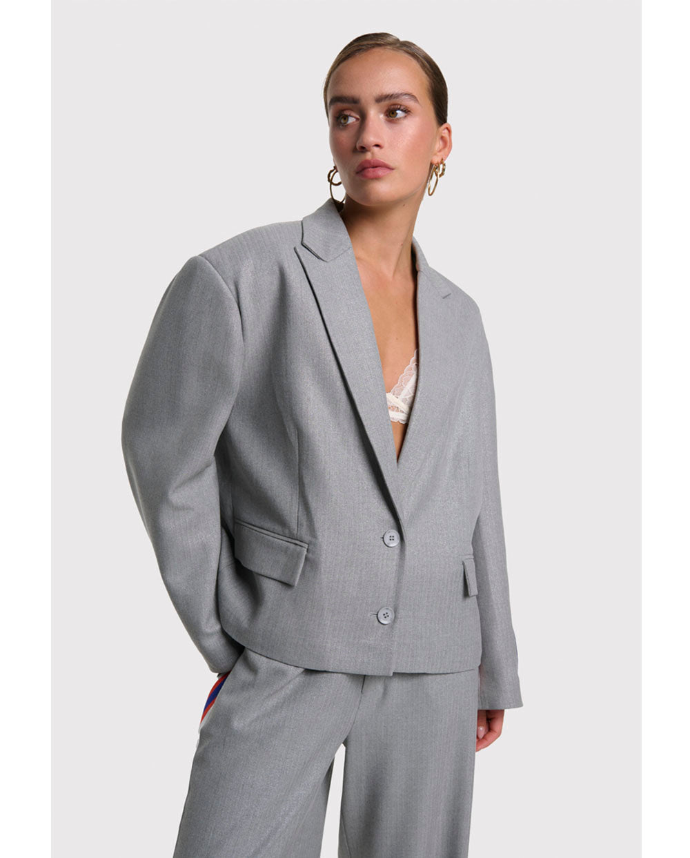 Blazer gris plata espiga Alix the label
