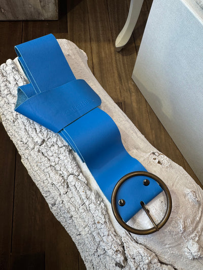 Cinturón piel liso azul Leather Hug