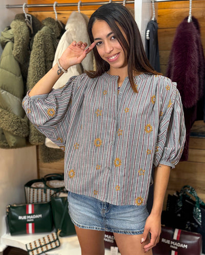 Blusa Arizona rayas gris Orfeo París