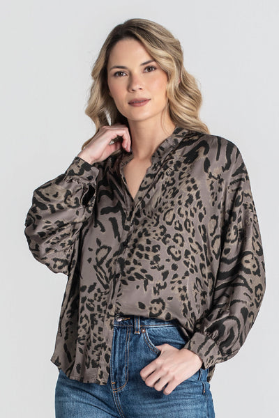 Blusa animal print manga larga Rüga