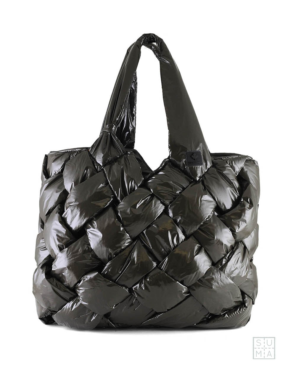 Bolso Tote acolchado negro brillo Canadian