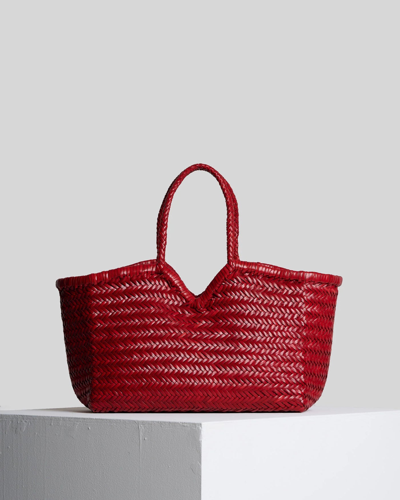 Bolso piel trenzada rojo