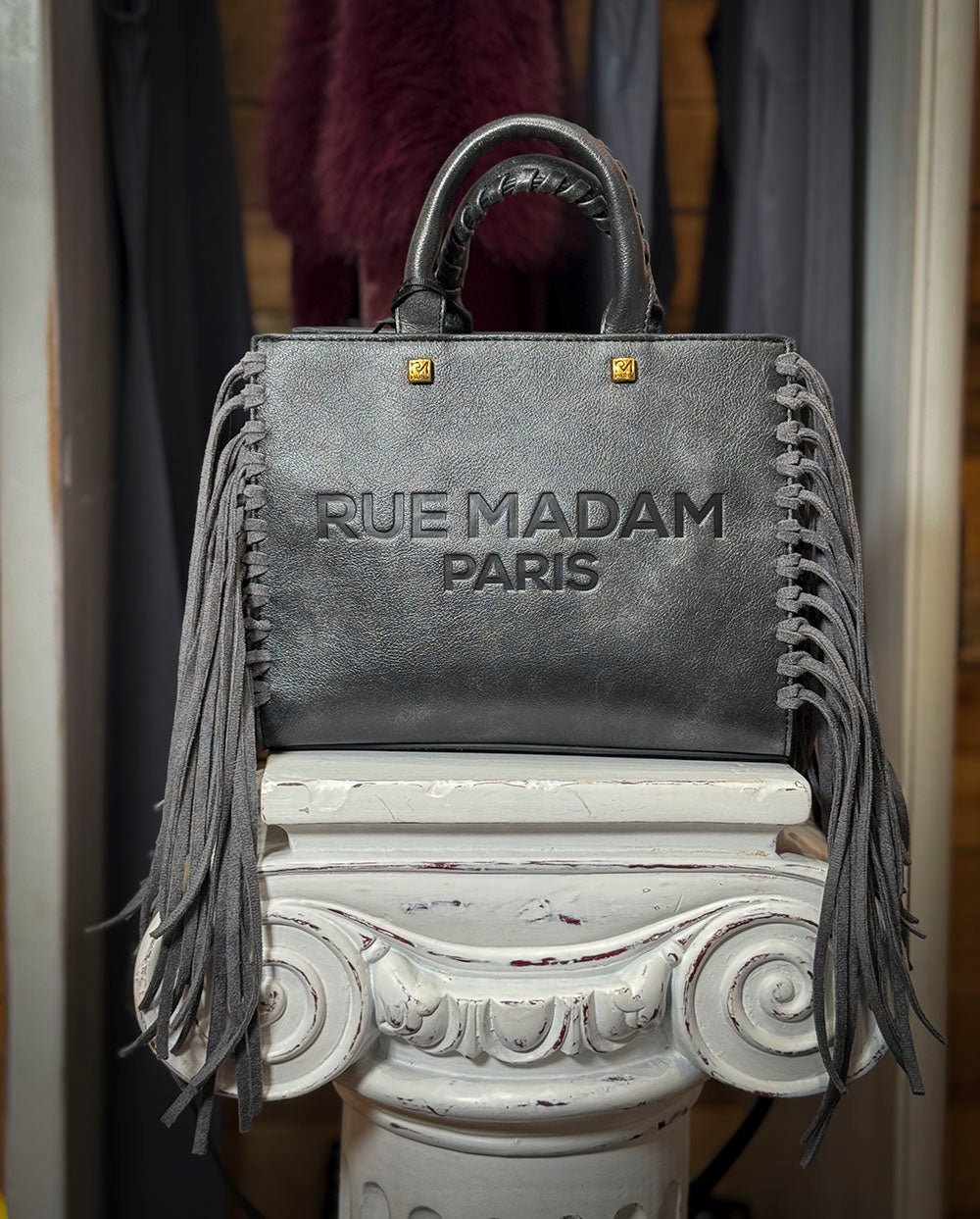 Bolso Mini Tote Texas negro vintage Rue Madam Paris