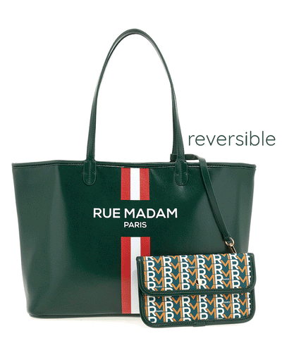 Bolso Shopping reversible verde bosque monograma  Rue Madam Paris