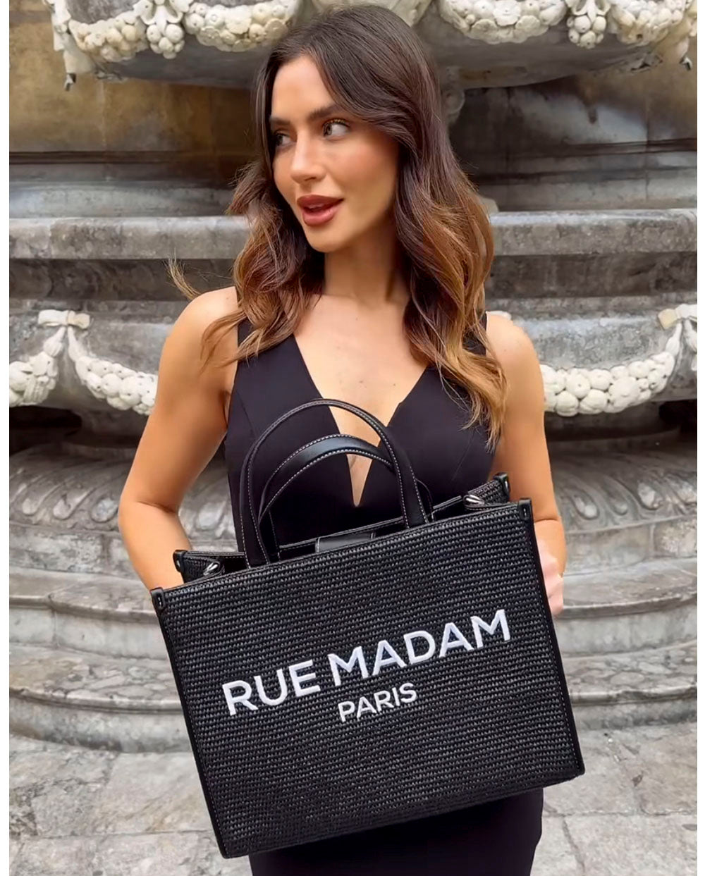 Bolso Summer Tote paja negro Rue Madam Paris