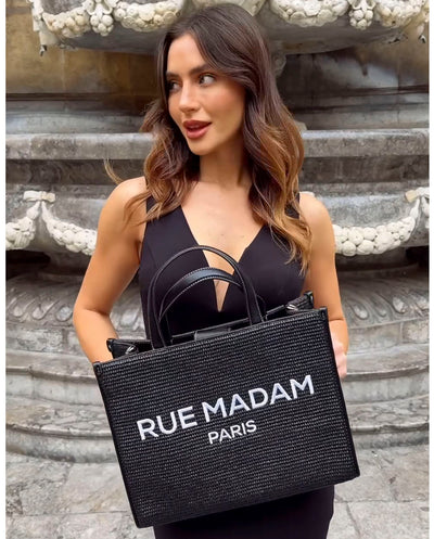 Bolso Summer Tote paja negro Rue Madam Paris