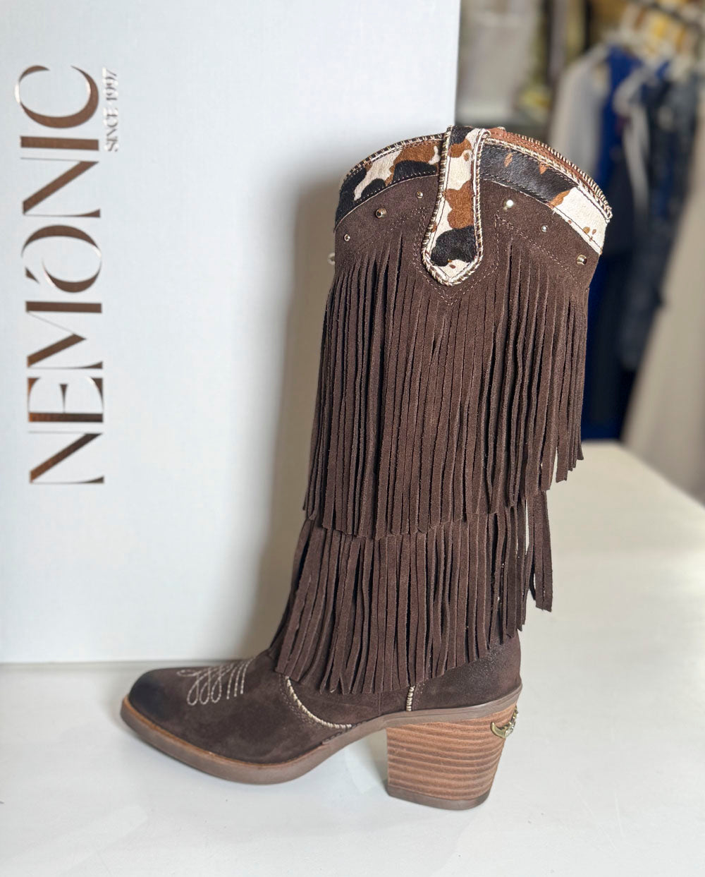 Bota doble fleco Western marrón Nemonic